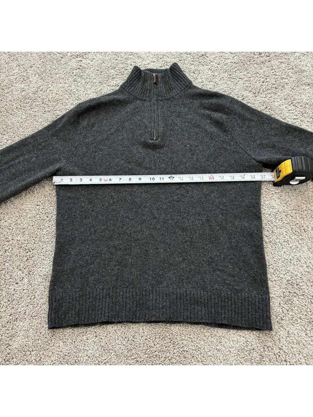 J. Crew 100% Lambs Wool Quarter Zip Dark grey Mens L Preppy Old Money Finance